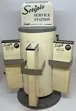 Scripto Tin Service Station Ball Point Pen Retail Rotating Store Display Pencil