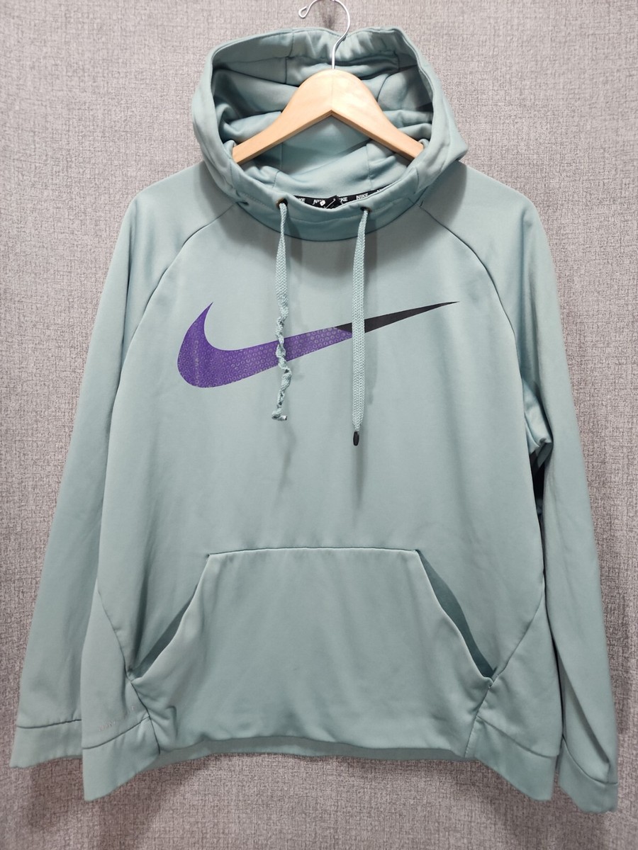 Nike Therma-Fit Teal Purple Hoodie Sweatshirt Mens Size Large 844637-046 C28