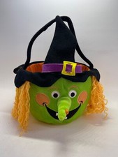 Halloween Candy Bag green Witch with Black hat Handbag Trick Or Treat