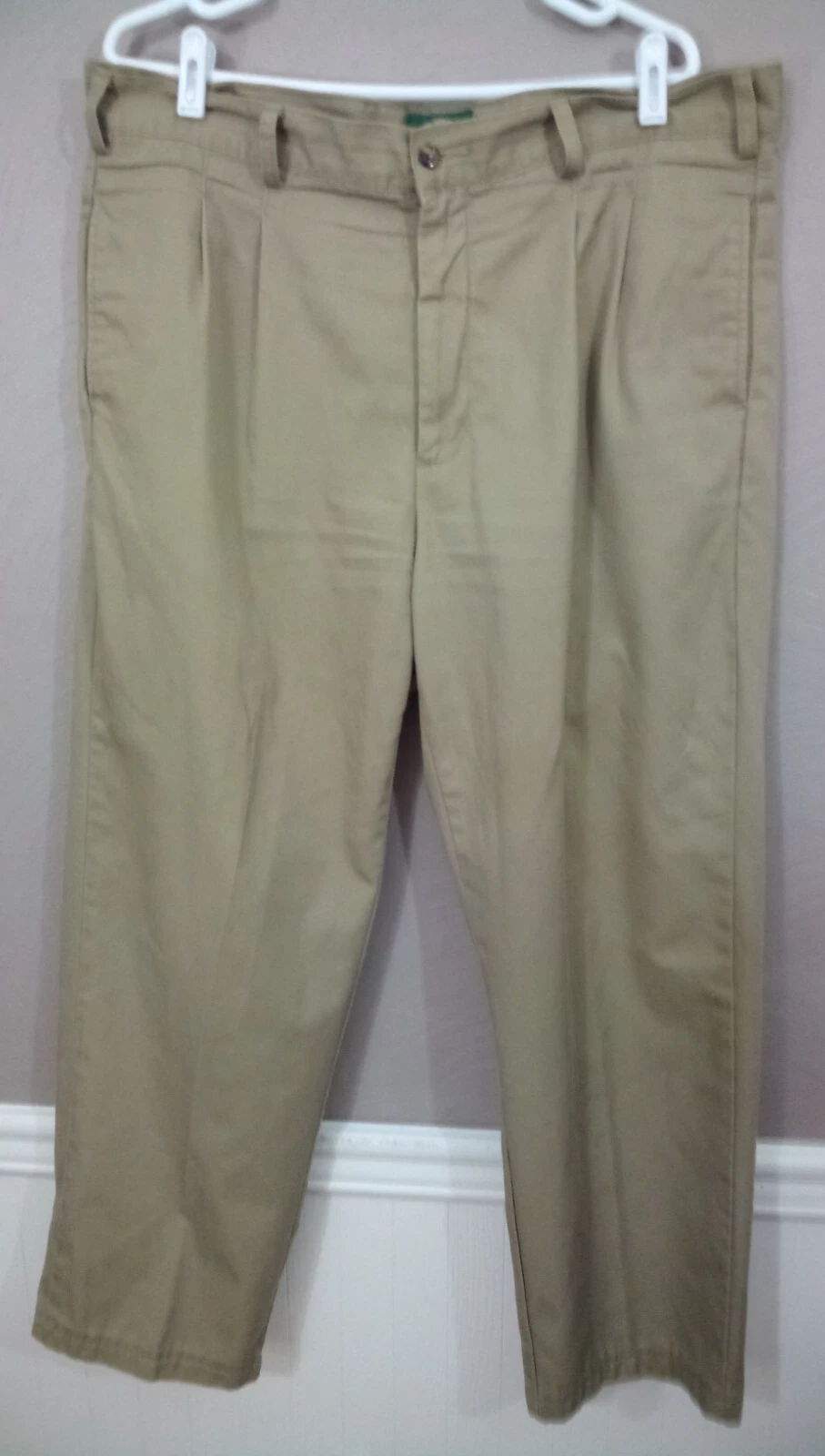 Cabelas Pants Mens 38x32 Khaki Twill Wrinkle Free Chino Outdoor Hike Fish Casual