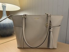 Michael Kors Lady Large Leather Handbag Shoulder Tote Bag Purse Sand MK