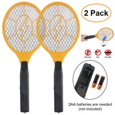 2Pcs Electric Mosquito Fly Swatter Handheld Bug Zapper Killer Pest Insect Racket