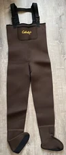 Vintage Cabela's Roaring Fork Neoprene Felt Boot Chest Waders Men's Small Brown