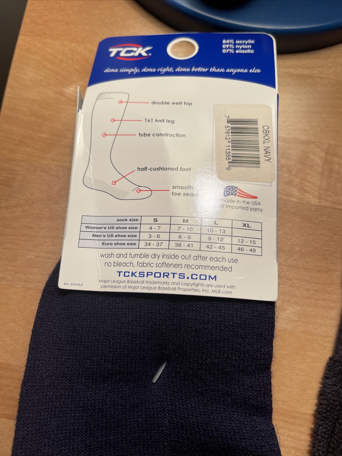 Chaussettes De Baseball TCK OBKXL - Bleu Marine, Taille XL - Neuves Avec étiquettes