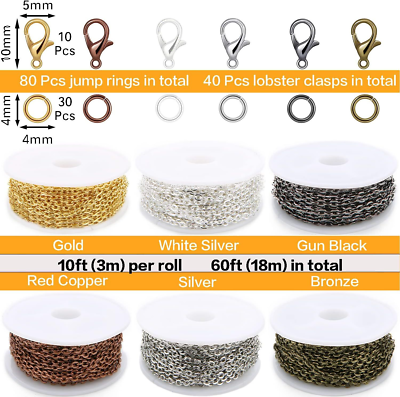 Jishi Chains Jewelry Making Supplies, 60ft Cable Select Size