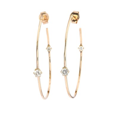 Massive 14K Gelbgold echte Rundschliff Diamant große Creolen BMG Schmuck