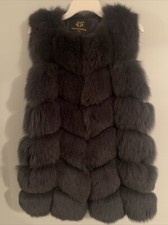Women's Winter Real Arctic Polaris Fox Fur Grey Warm Vest Coat Size S
