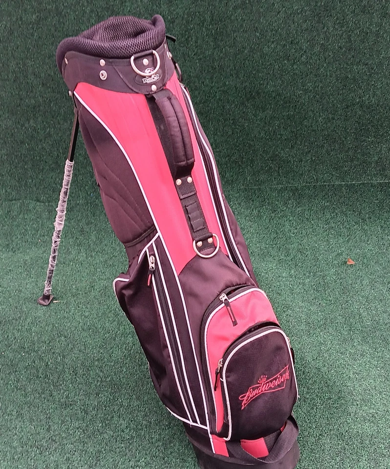 Bolsa de suporte para taco de golfe RJ Sports Budweiser vermelha e preta 7 vias/compartimentos - Imagem 2 de 4