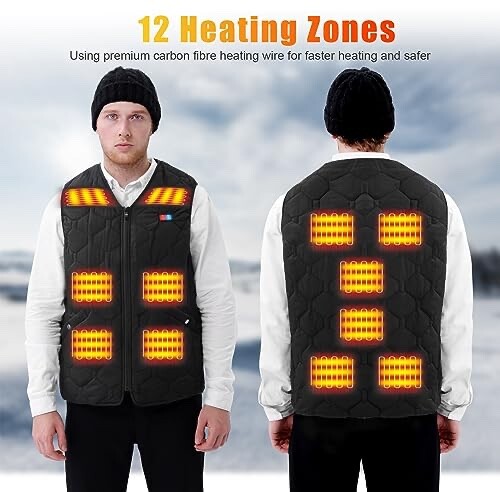 Chaleco térmico Rrtizan chaleco con 3 niveles de temperatura - talla grande para hombre. Negro - Imagen 2 de 7