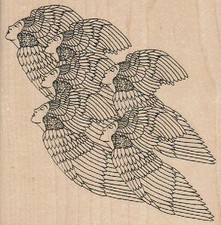 Flight of Angels 4 3/4 x 4 3/4" Rubber Stamp, Angels Stamp