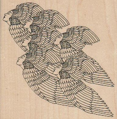Flight of Angels 4 3/4 x 4 3/4'' Rubber Stamp, Angels Stamp