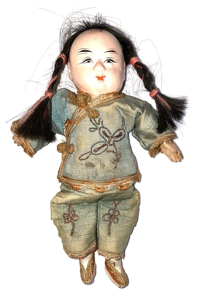 AUTHENTIC ANTIQUE JAPANESE DOLL ITCHIMATSU NINGYO GIRL 7” MEIJI PERIOD - Image 2 of 4
