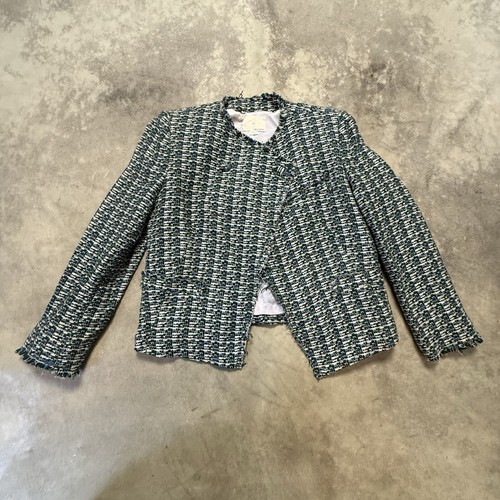 Band of Outsiders Girl Tweed Jacket Womens 2 Shimmering Fringe Trim Regal Office