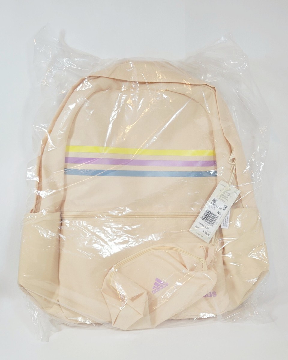 Adidas Classic 3S Backpack peach/pink stripes New in plastic bag
