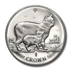 Isle of Man 25th Anniversary Manx Cat & Kitten One Crown 2012 Bu