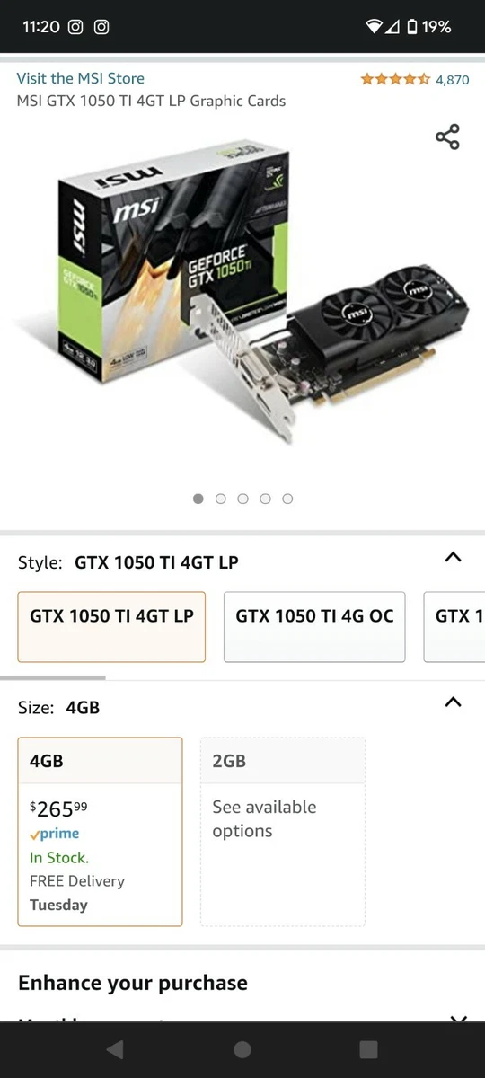 GTX 1050 Ti LP HP EliteDesk 800 G2 SFF PC Core i7 6700 3.40 GHz 16GB DDR4