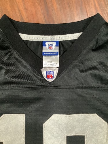 Vintage Reebok NFL Oakland Raiders Randy Moss #18 Jersey Size Youth XL (18-20). - Picture 6 of 7