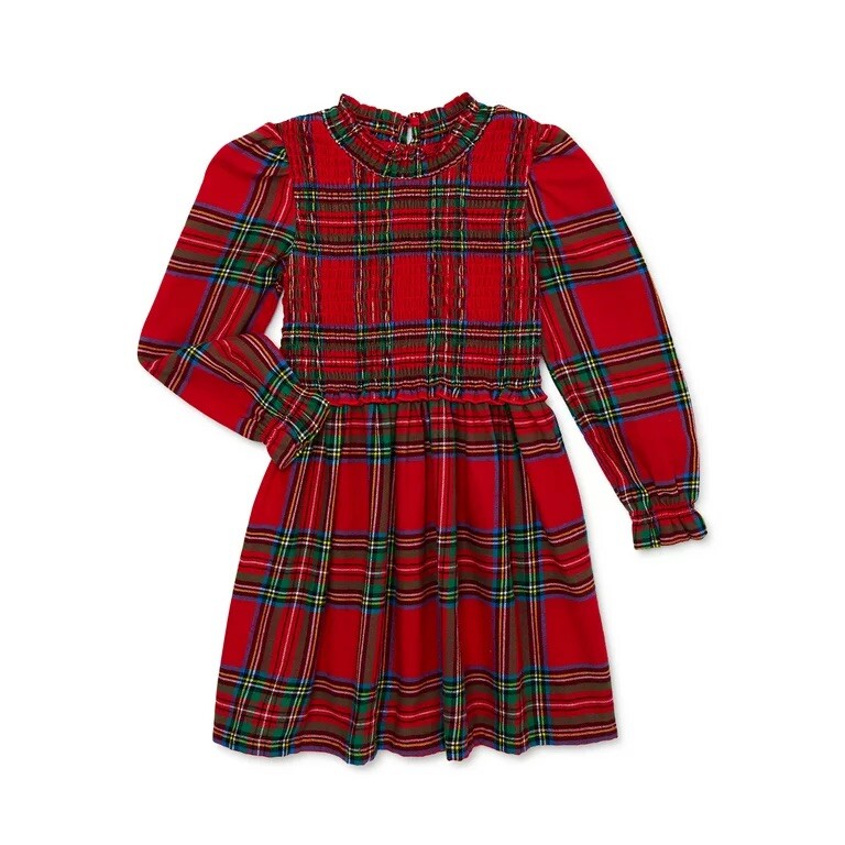 12 month holiday dress Christmas Reindeer Dress Long Sleeve Plaid Tulle Holiday Outfit with Bow & Sparkly Star Skirt, Faux Suspender Design (1218 Months, Red)