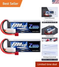 Rechargeable 3S 35C 2200mAh LiPo Batteries with T Connector - Perfect for Drones