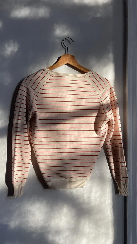 Vintage Givenchy Sport Cream and Red Striped Knit Sweater Preppy Mod Size 36 - Image 2 of 4