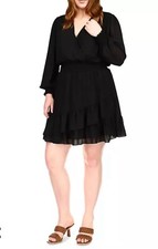 Michael Michael Kors Women’s Ruffled Faux-Wrap Dress Black plus size S