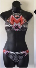 bikini Swim set halter Bikini Top Brazilian Bottom Size M - meas in description