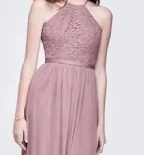 david's bridal long lace mesh high neck