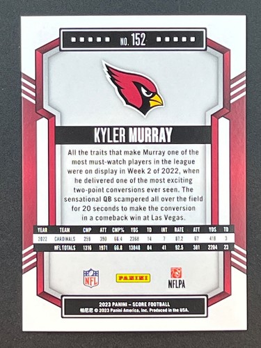 KYLER MURRAY 2023 Score #152 Gold Zone Parallel /50 Arizona Cardinals - Picture 2 of 2