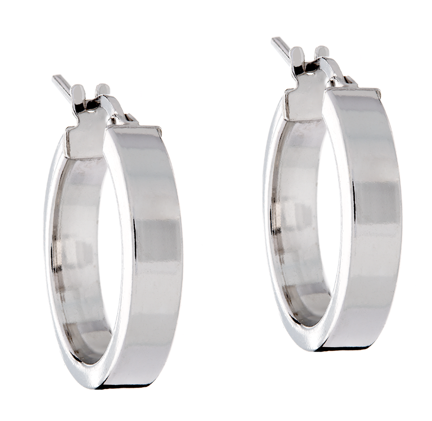 Hoop Earrings, 20mmx4mm, 925 Silver, Rhodium Plated-image