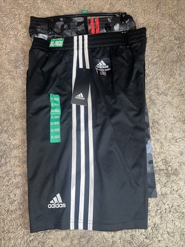 Boy's Adidas 2 Pack Active Shorts Size XLarge 18 - 20 Black Gray Red Camo - Picture 3 of 5