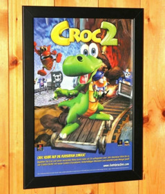 1999 Croc 2 Dreamcast PS1 PSX Game Boy Color Vintage Promo Poster Ad Art Framed