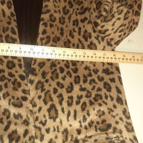 Forever 21 Womens Animal Print Faux Fur Leopard Long Jacket Size Medium Brown - Picture 7 of 9