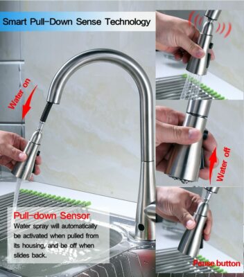RunFine RF412001 Modern High Arc Best Commercial Chrome Stainless Steel Spout Du