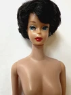 Vintage Barbie Doll Brunette Raven Black Bubble Cut Red Lips, 1st Issue, READ,