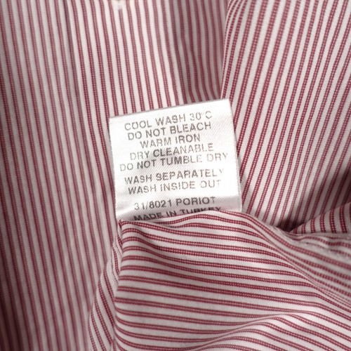 Reiss Poriot Shirt Men Medium Red White Stripe Button Up Long Sleeve Preloved - Picture 17 of 22