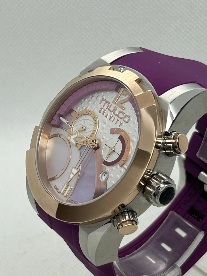 Reloj suizo Mulco Gravity para mujer púrpura cronógrafo dos tonos MW5-3799-523 46 mm Foto 4 de 4