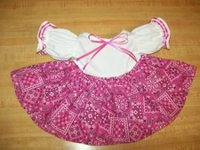 BRIGHT PINK BANDANA FABRIC DRESS W/ RIBBONS for 16-18" CPK Cabbage Patch Kids 