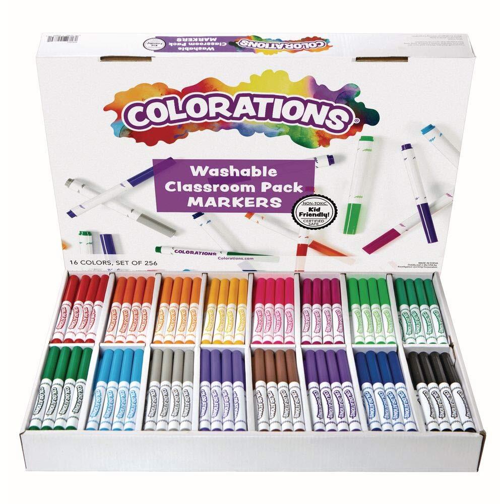 Washable Markers, Set of 256, 16 Colors, Non Toxic | Bulk Art Supplies For Kids-image