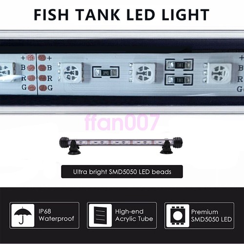 Aquarium Fish Tank 5050 RGB LED Strip Lights Bar Lamp Submersible Lights UK Plug - Picture 7 of 11