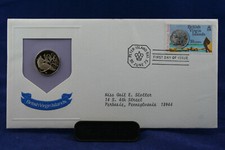 1973 British Virgin Islands 10 Cent Coin and Stamp First Day Cover
