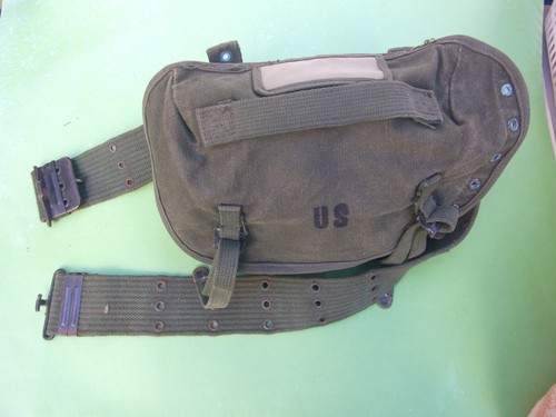 Vintage US Army Canvas Combat Field Bag Pack Military w Web Belt Vietnam - Picture 7 of 12