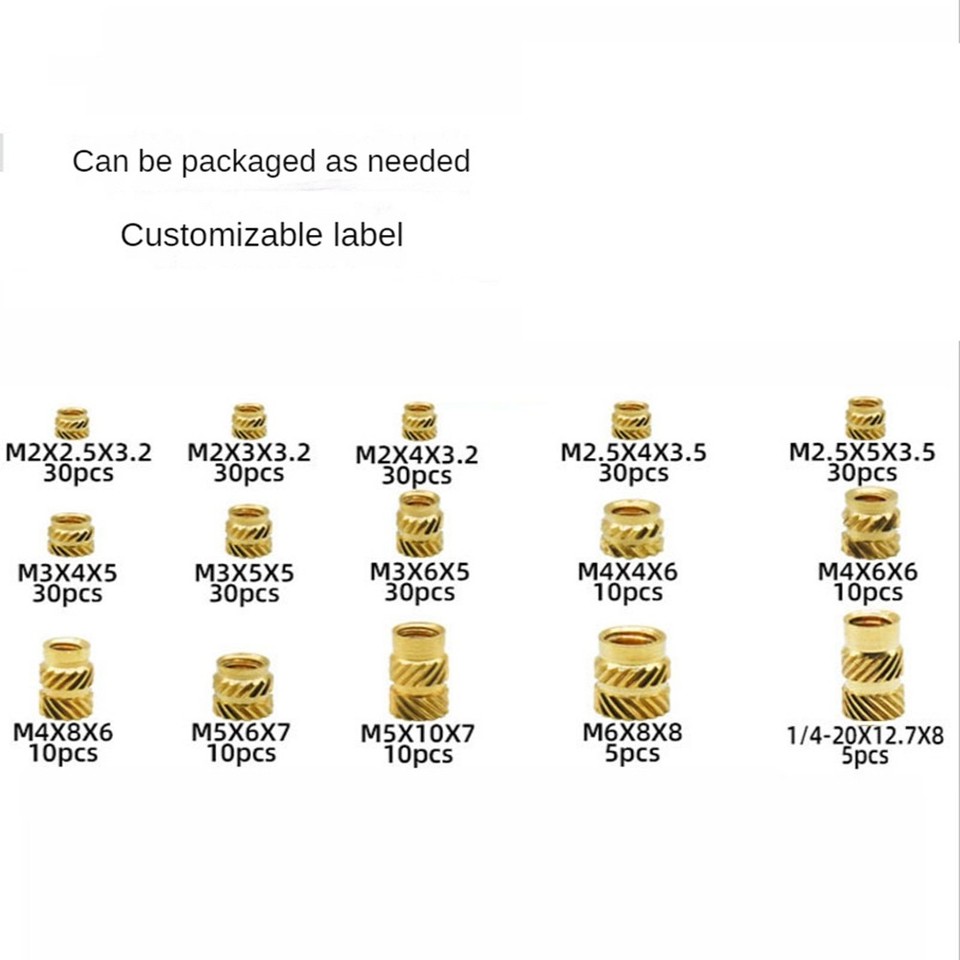 300Pcs M2 M3 M5 M6 Female Thread Knurled Nuts Brass Threaded Insert8466 ...