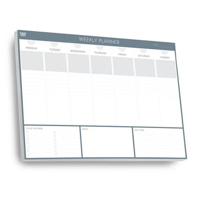 CLEAR MIND CONCEPTS Weekly Planner Desk Pad A3 | 52 Tear-Off Sheets | Undated Organiser To Do List