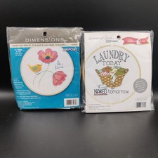 NIP Dimensions Be Kind  Laundry Today Counted Cross Stitch Kits Set