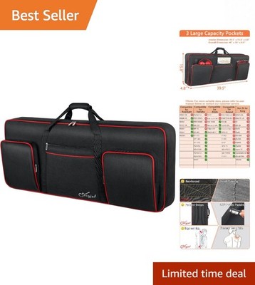 Portable 61-Key Keyboard Case with Adjustable Straps & Multiple Storage Options