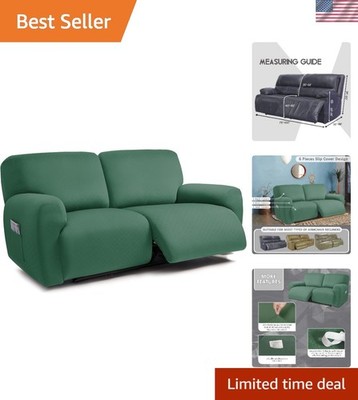 Soft Anti-Slip 2-Seater Reclining LoveSeat Cover - Machine Washable Retro Green