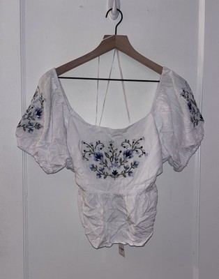 NWT Francesca's Embroidered Floral Blouse