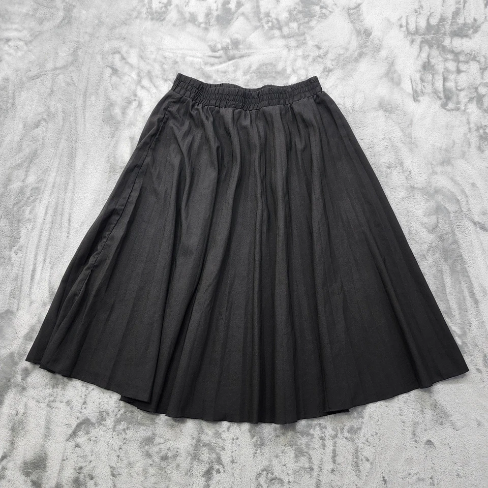 Falda T Tahari Mujer M Negra Plisada Poliéster Fluida Midi Preppy Fiesta Foto 2 de 4