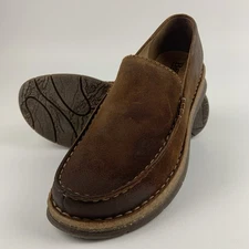 BORN Baylor Brown Distressed Suede Casual Slip On Loafers Shoes Men's size 9.5