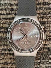 Swatch Irony Chronograph Watch 2012-2013 Silicone Grey Strap Cannot Set The Date